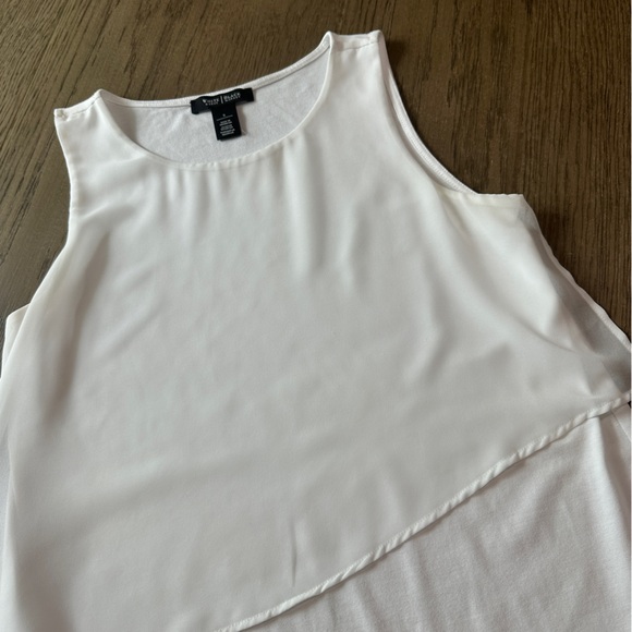 White House Black Market Asymmetrical Sleeveless Top Size Small White - Picture 2 of 8